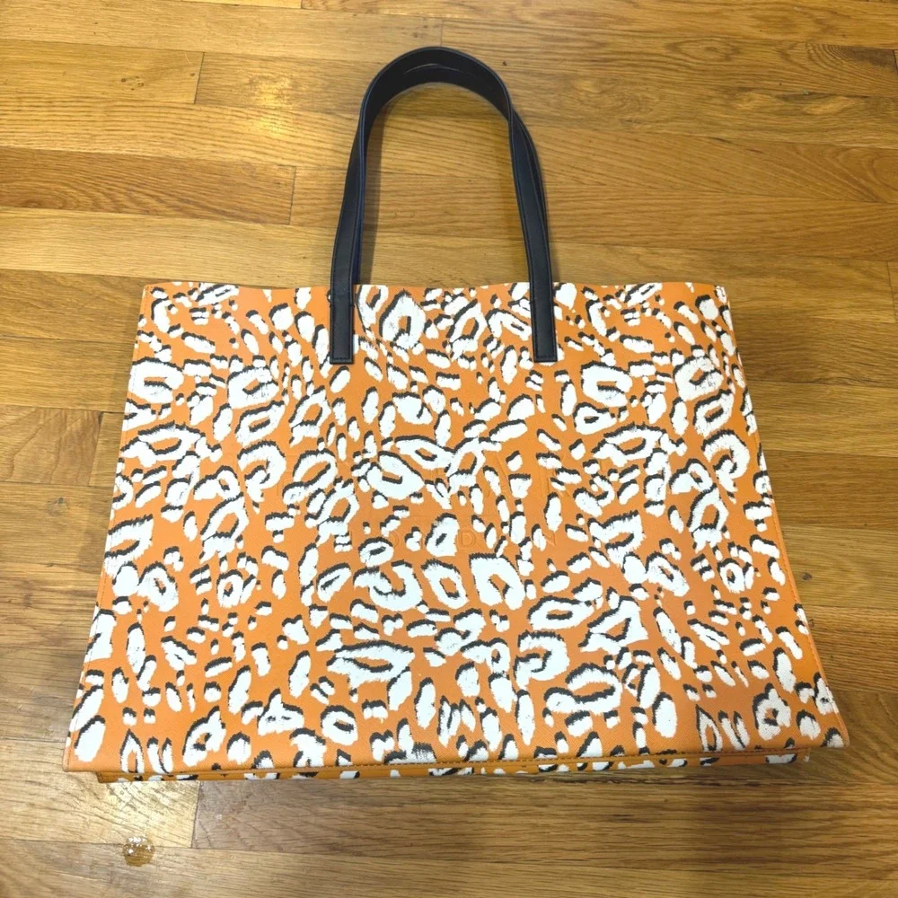 Ted Baker London Lilecon Orange Leopard Print Large‎ Icon Tote Bag Shopper